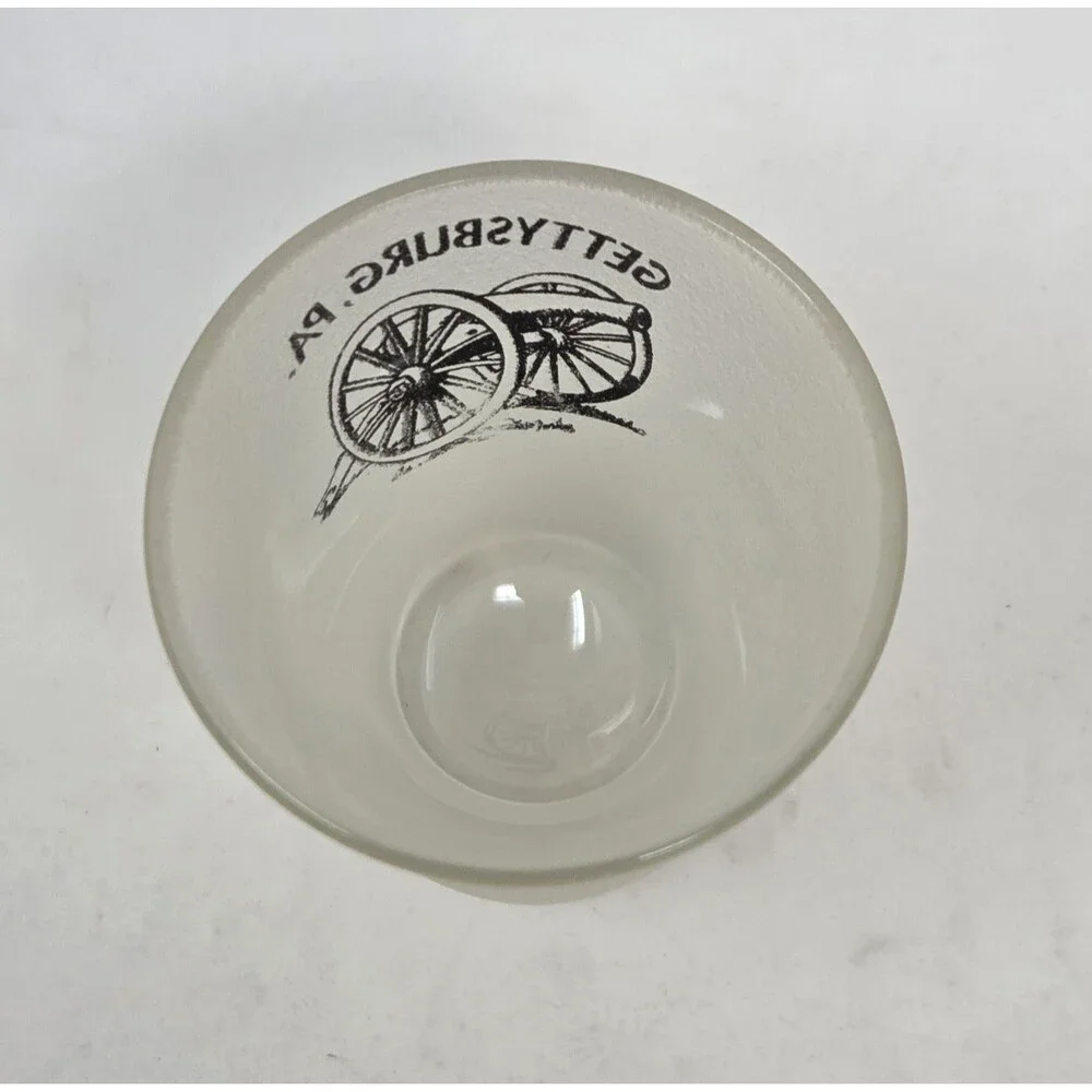 Vintage Gettysburg PA‎ Frosted Shot Glass Civil War Cannon Souvenir